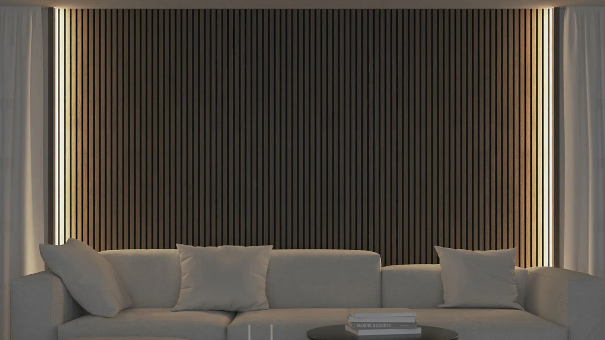 Akupanel - LED afwerkeindlat voor plafond en zijkant - Eiken Dark Walnoot 270 cm