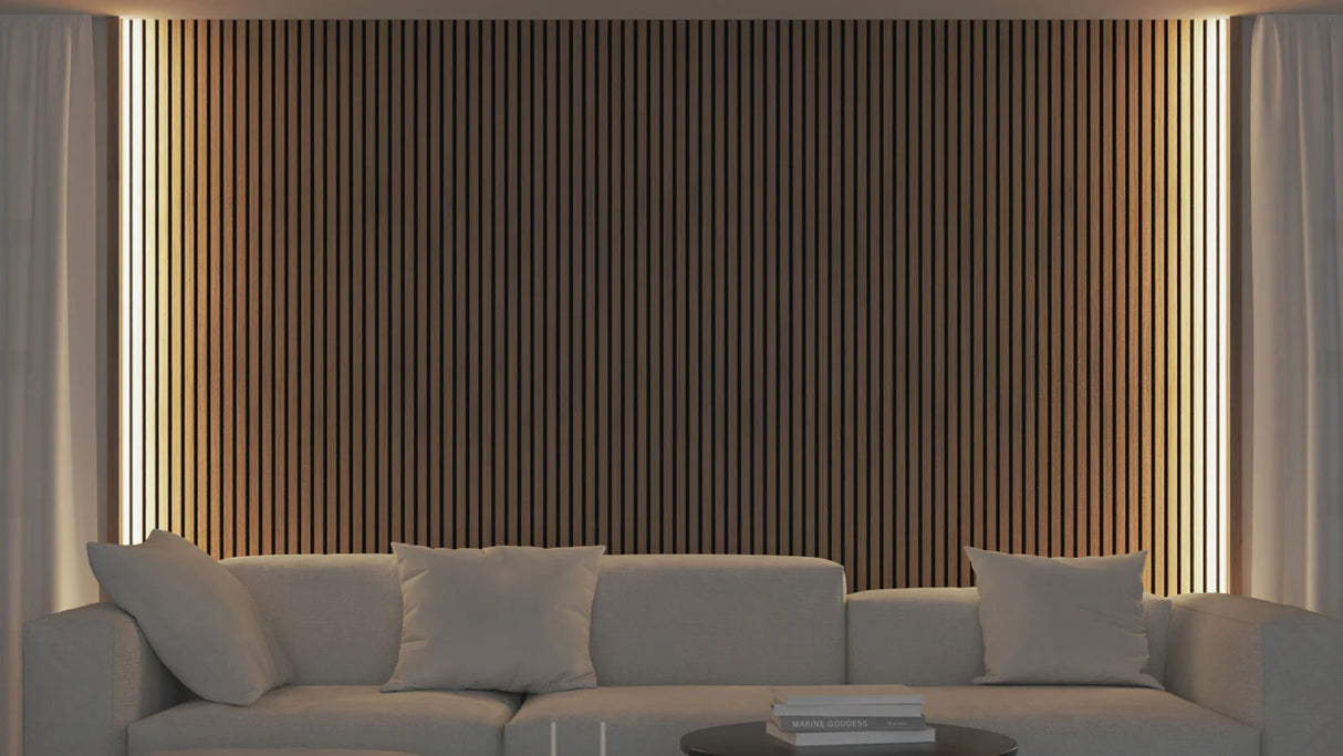 Akupanel - LED afwerkeindlat voor plafond en zijkant - Eiken Walnoot 270 cm