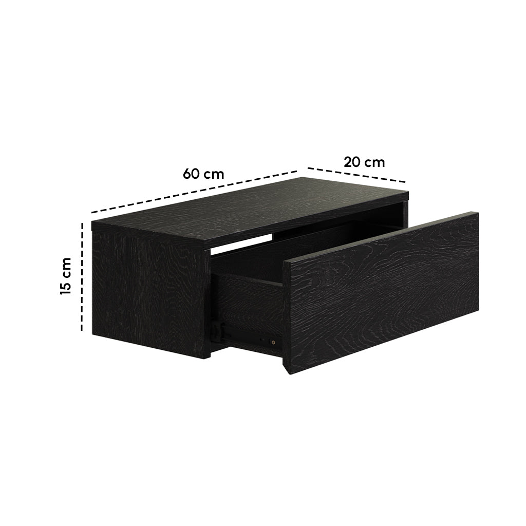 Gangkast zwevend zwart 60x20x15 cm