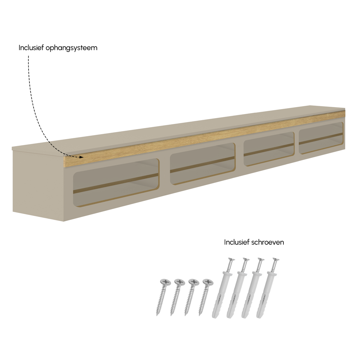 Madera TV-Meubel zwevend beige 280 cm