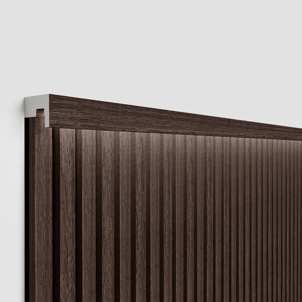 Akupanel - LED afwerkeindlat voor plafond en zijkant - Eiken Dark Walnoot 270 cm