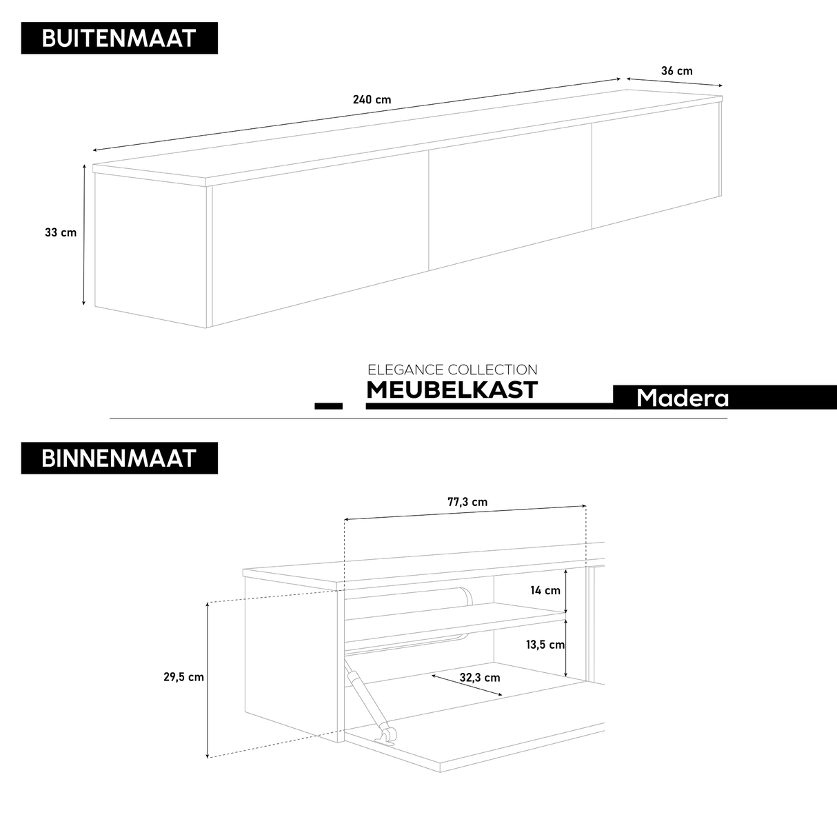 Madera TV-Meubel zwevend dune 240 cm