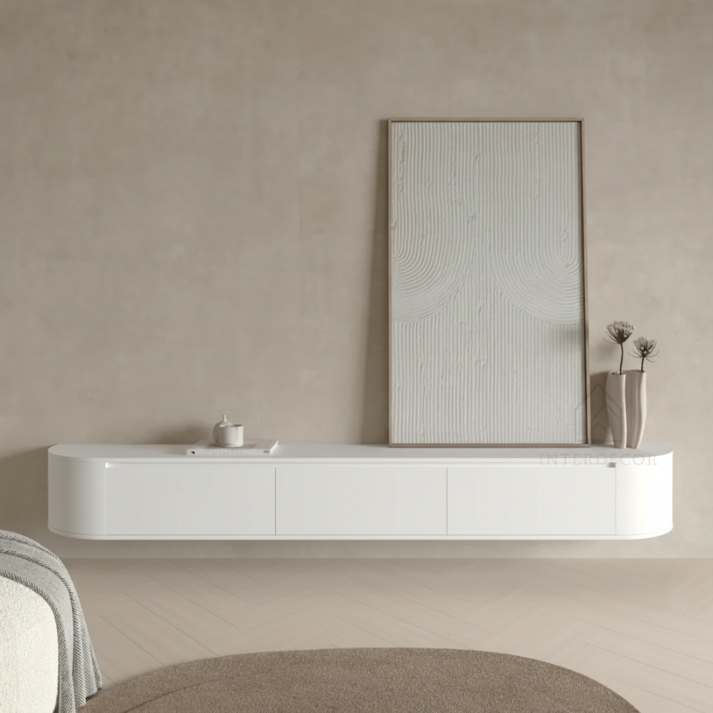 Aura curved TV-Meubel zwevend wit 280 cm