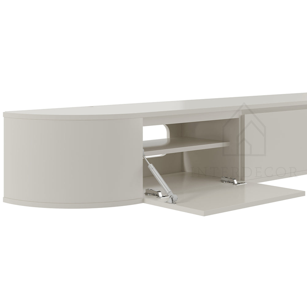 Aura curved TV-Meubel zwevend beige 240 cm