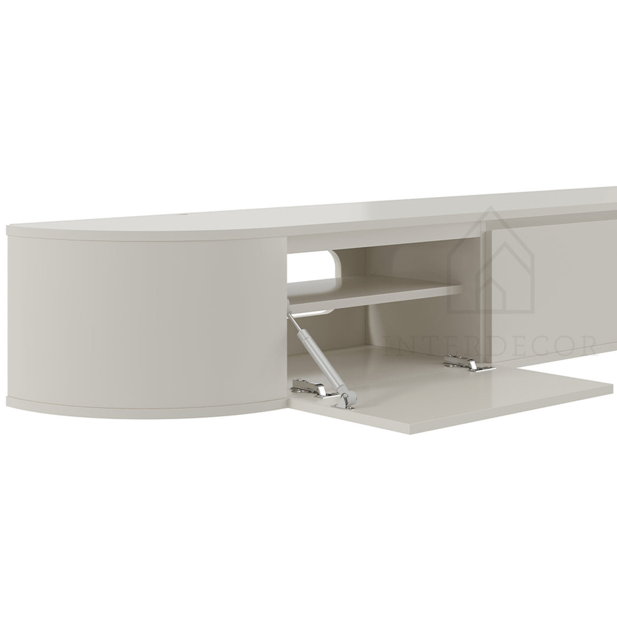 Aura curved TV-Meubel zwevend beige 240 cm