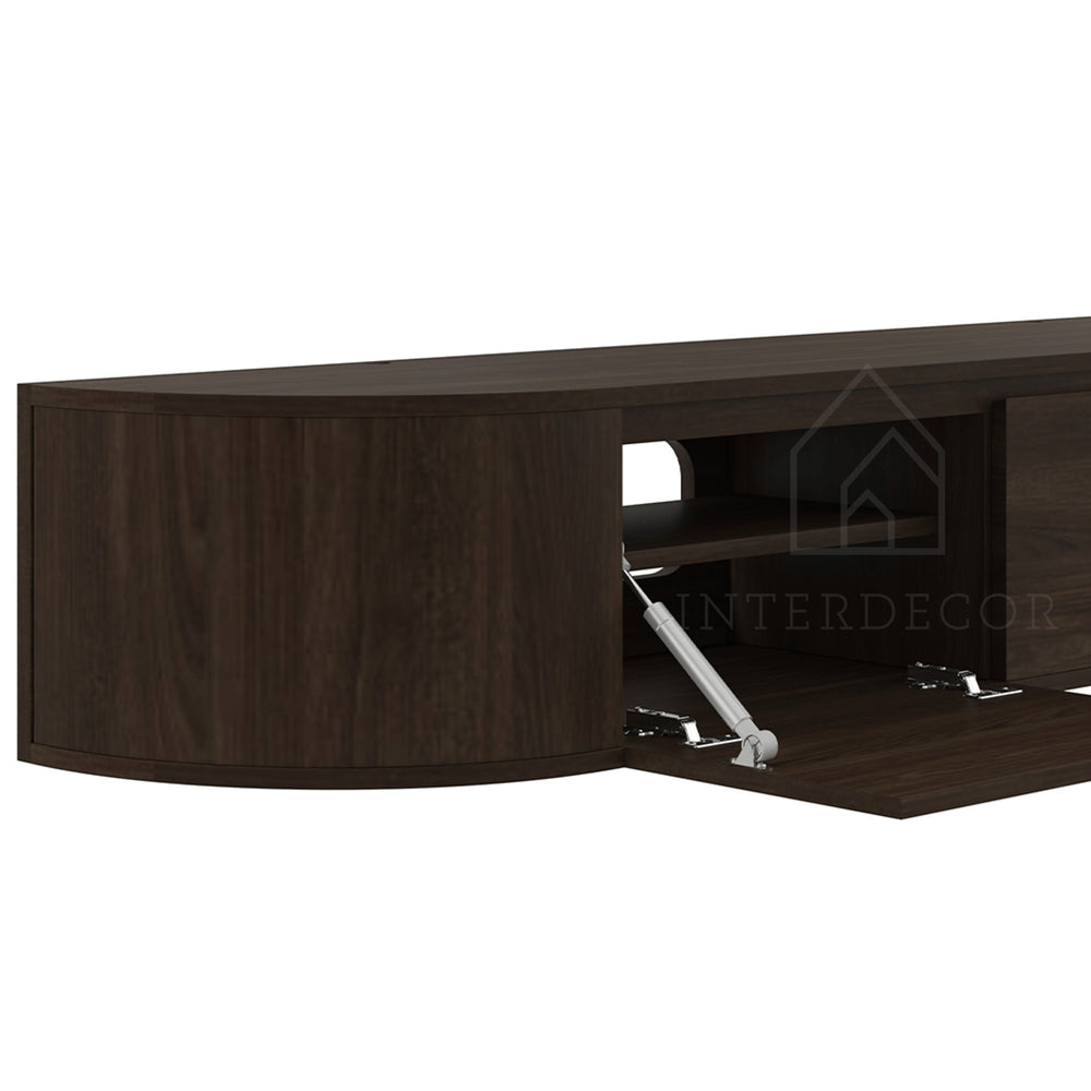 Aura curved TV-Meubel zwevend walnut 180 cm