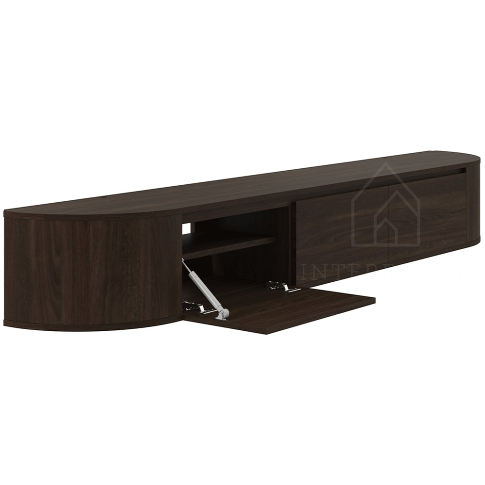 Aura curved TV-Meubel zwevend walnut 240 cm