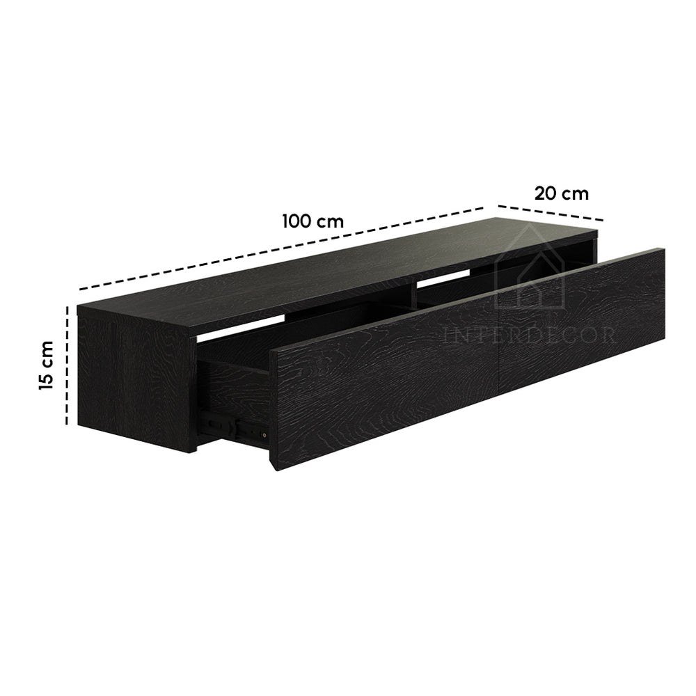 Gangkast zwevend zwart 100x20x15 cm