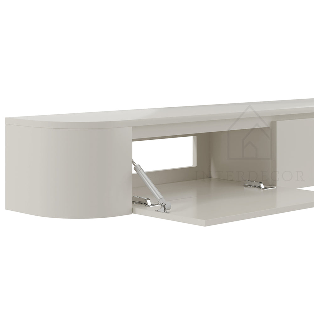 Dulce curved TV-Meubel zwevend beige 240 cm