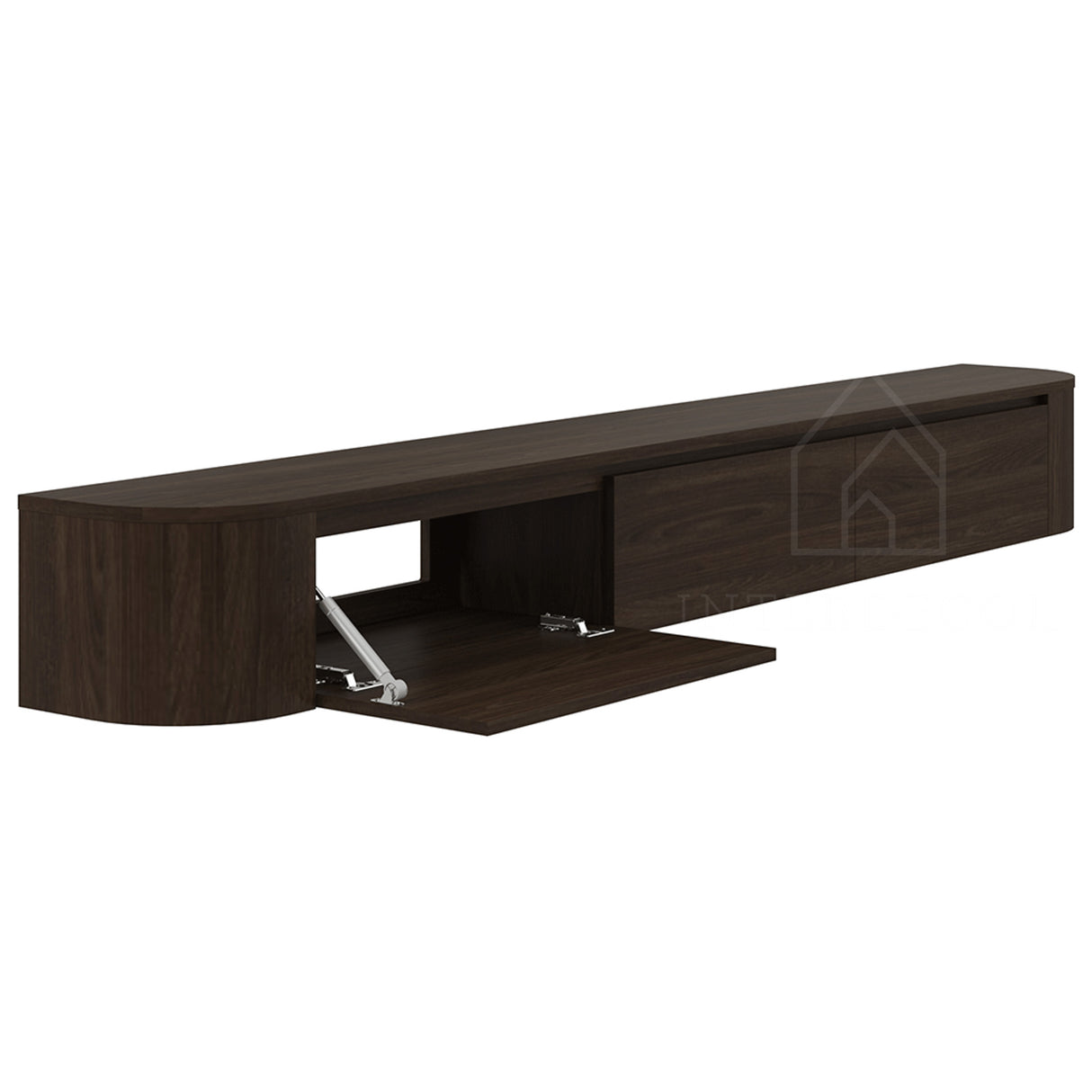 Dulce curved TV-Meubel zwevend walnut 240 cm