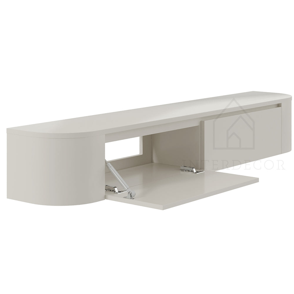 Dulce curved TV-Meubel zwevend beige 180 cm