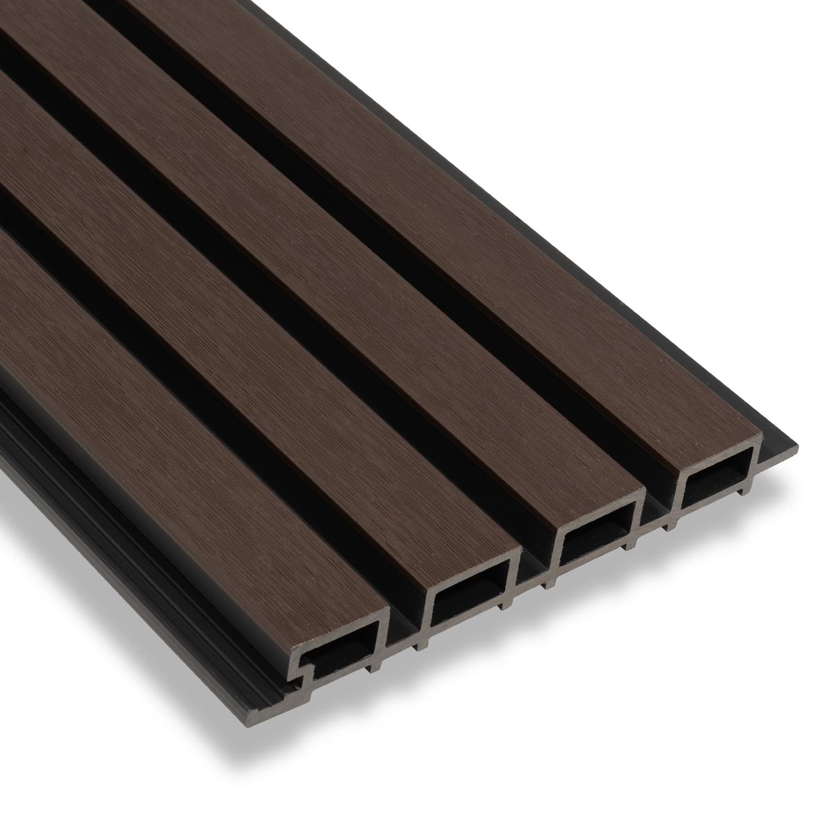 Composiet Gevelbekleding Dark Walnoot Lattenwand Wandpanelen 290 x 22 cm