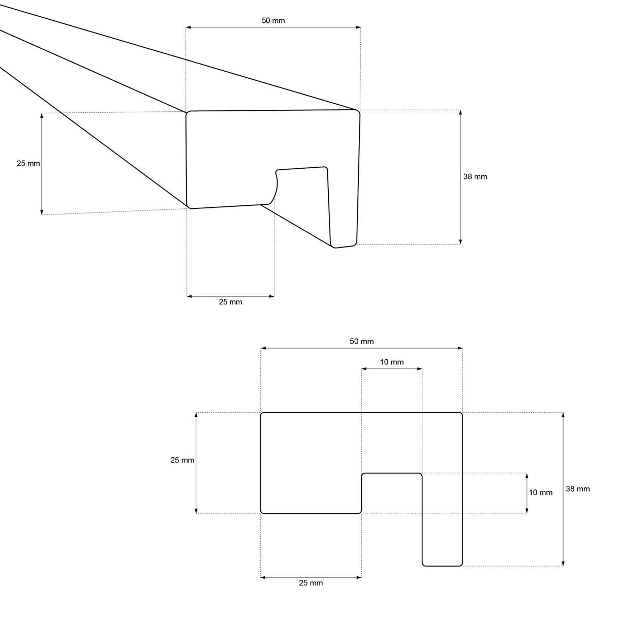 Akupanel - LED afwerkeindlat voor plafond en zijkant- Eiken Zwart 270 cm
