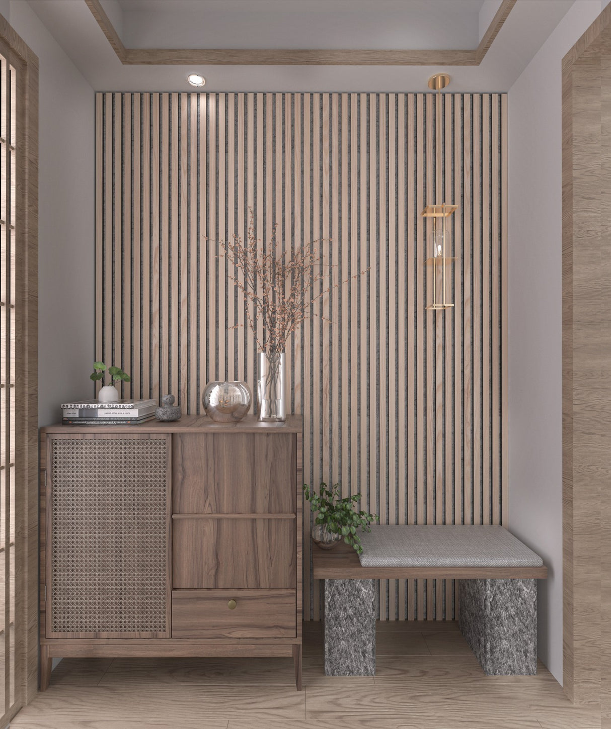 Akoestische panelen 280 x 60 x 2.4 cm - Eiken Naturel Grijs Vilt