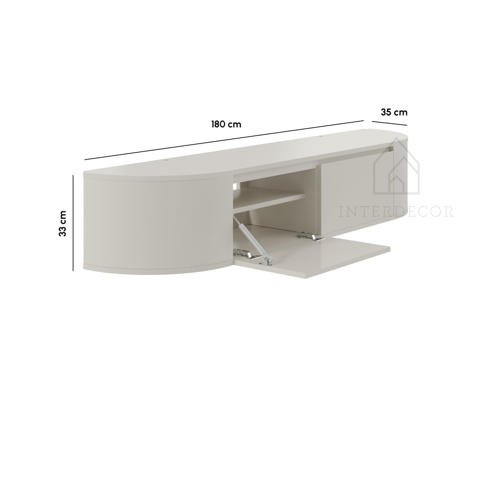 Aura curved TV-Meubel zwevend beige 180 cm