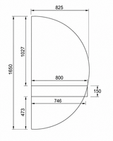 Halve Maan spiegel links 165 cm
