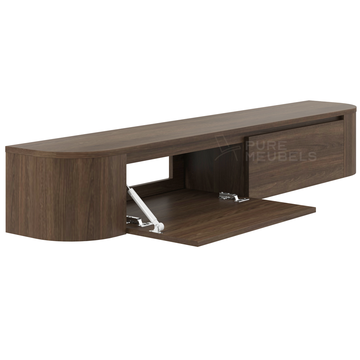 Dulce curved TV-Meubel zwevend walnut 200 cm