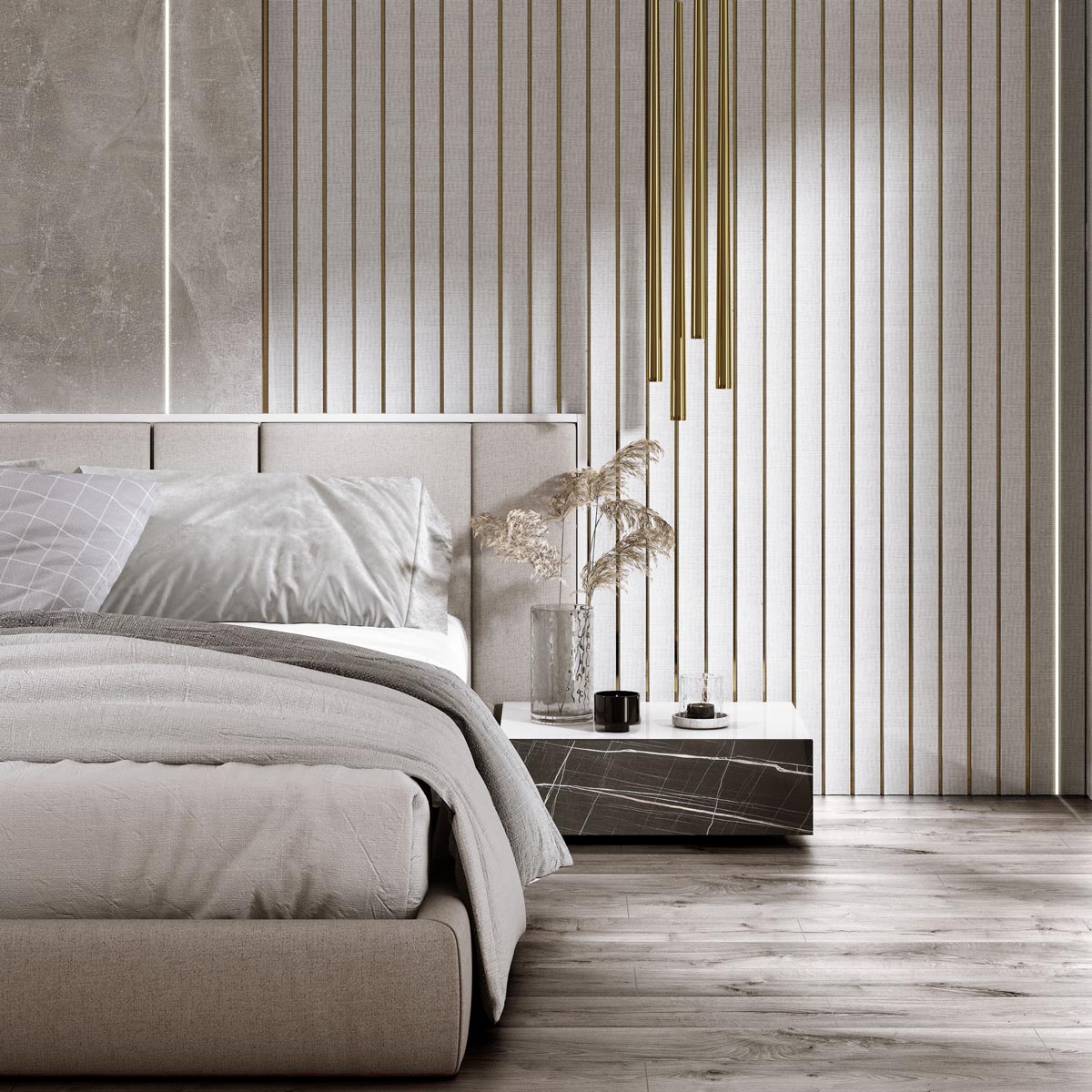 3D Kunststof Wandpanelen Wit Lumière Collection 270 x 12 cm | Set van 4