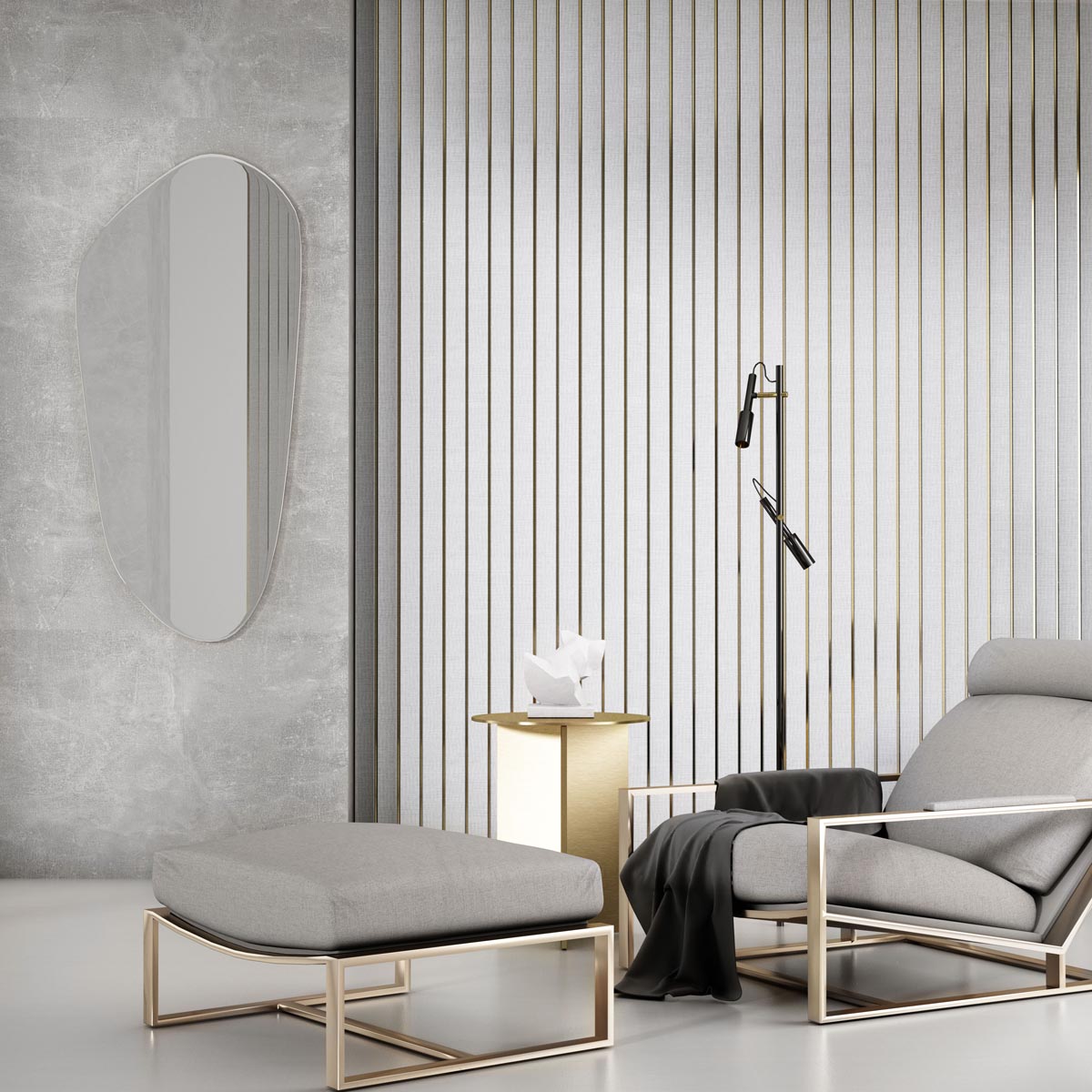 3D Kunststof Wandpanelen Wit Lumière Collection 270 x 12 cm | Set van 4
