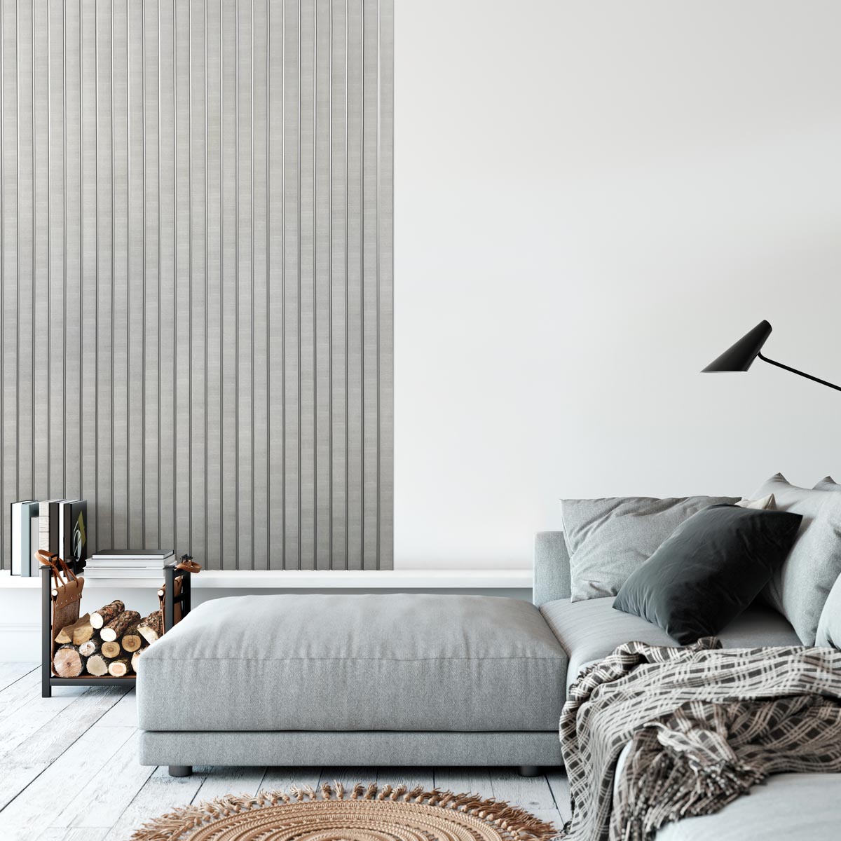 3D Kunststof Wandpanelen Grijs Lumière Collection 270 x 12 cm | Set van 4