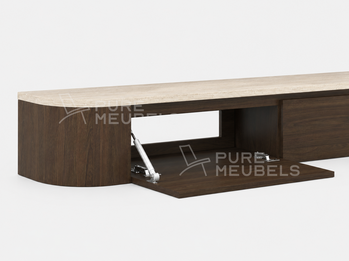 Dulce Japandi Tv-meubel 200 x 32 x 28 cm - Walnoot Travertine