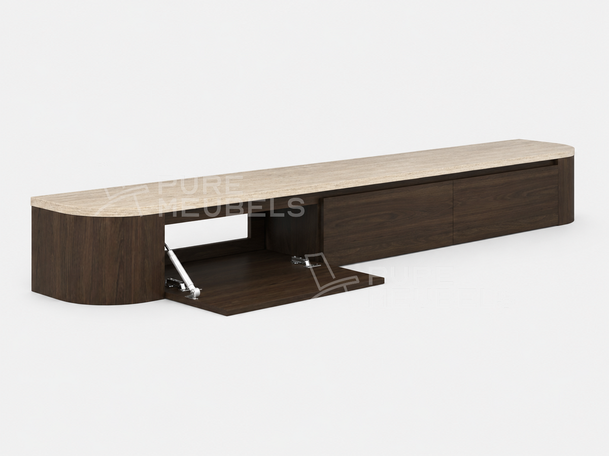 Dulce Japandi Tv-meubel 200 x 32 x 28 cm - Walnoot Travertine