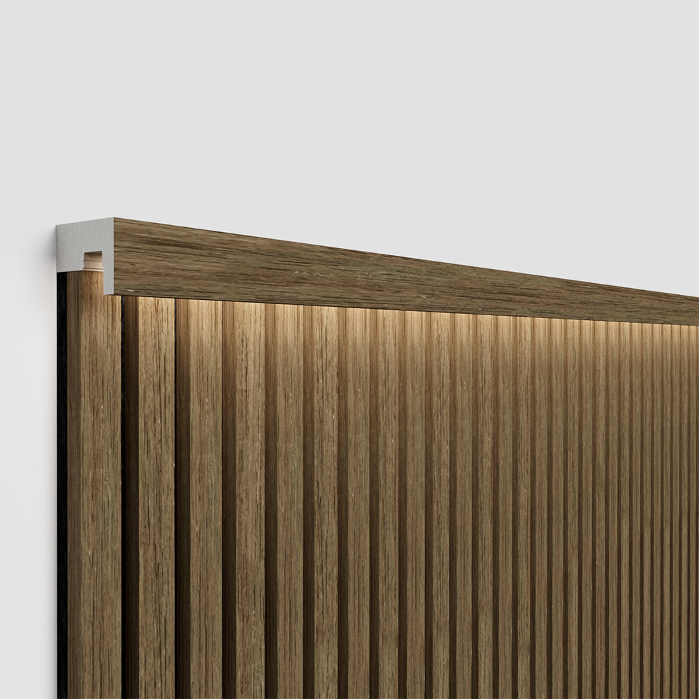 Akupanel - LED afwerkeindlat voor plafond en zijkant - Eiken Walnoot 270 cm