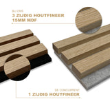 Akoestische panelen  280 x 60 x 2.4 cm - Eiken Naturel Grijs Vilt
