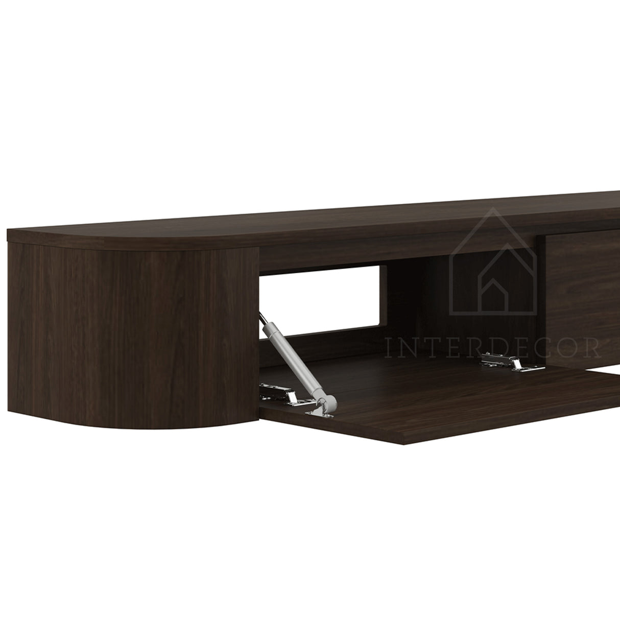 Dulce curved TV-Meubel zwevend walnut 272 cm