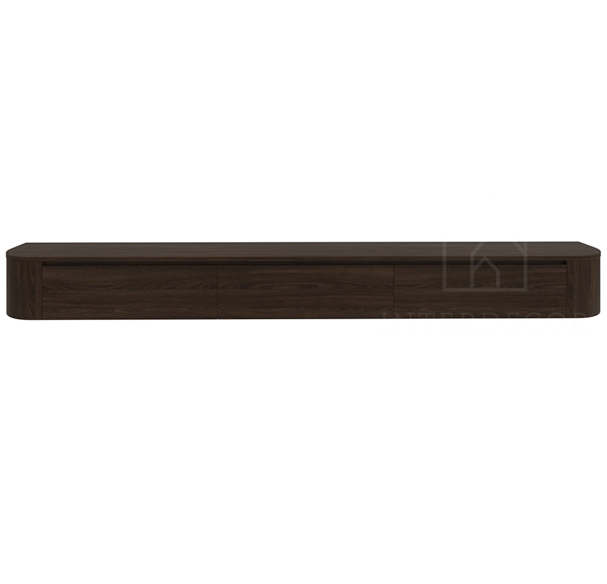 Dulce curved TV-Meubel zwevend walnut 272 cm
