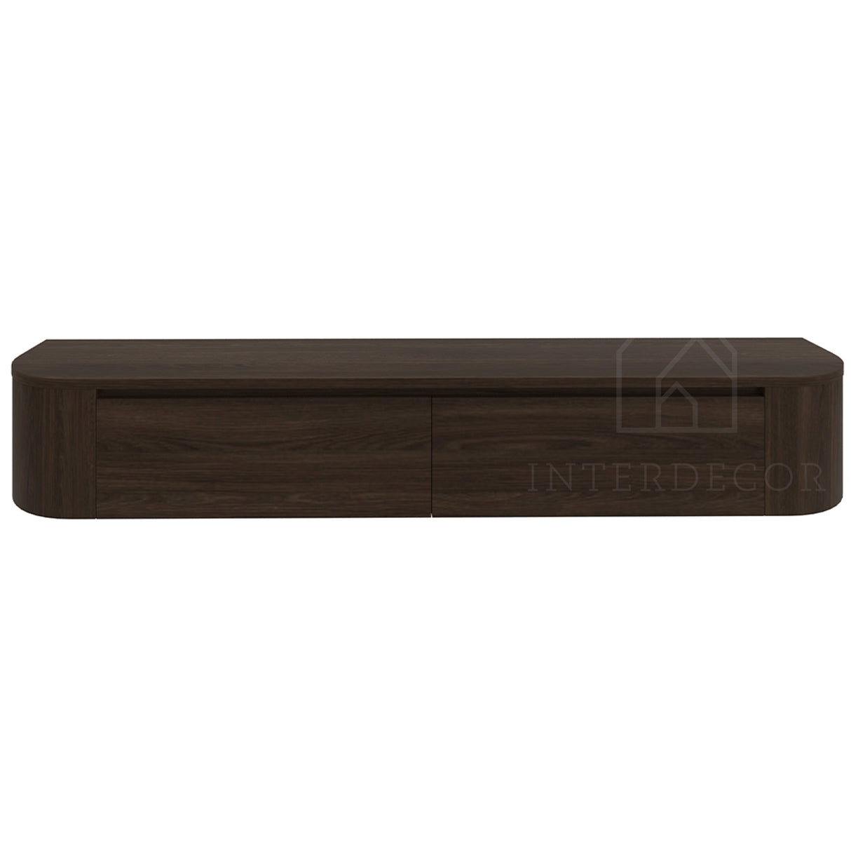 Dulce curved TV-Meubel zwevend walnut 180 cm