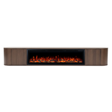 Nova haardmeubel curved zwevend walnut 240 cm